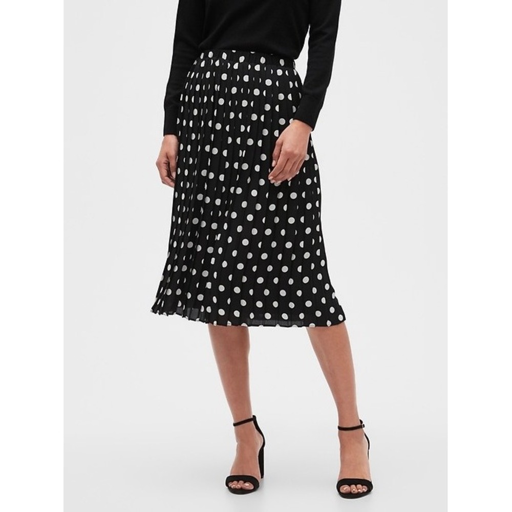 Banana Republic Black Polka Dot Midi Skirt